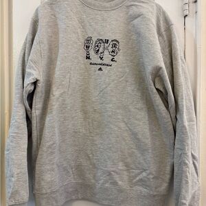 adidas Elijah Anderson Gray Crewneck Sweater with Cartoon Graphic